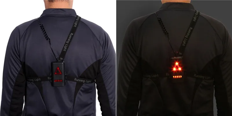 WEST BIKING светильник для ночного бега, нагрудный фонарь, USB Перезаряжаемый светодиодный светильник-вспышка Предупреждение лом, задний светильник для ночного бега