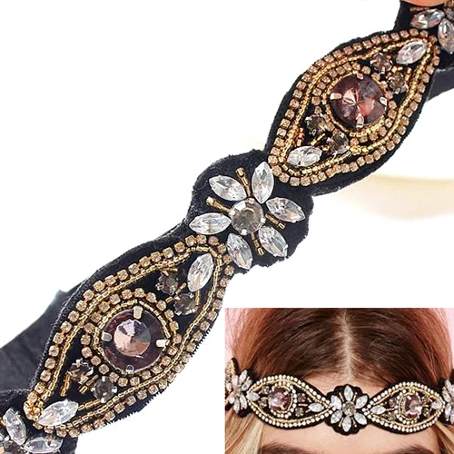 Женские Стразы бисер эластичная повязка на голову свадебные аксессуары для