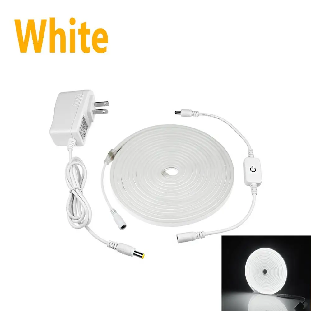 White US Plug Диммируемая неоновая вывеска ленточный светильник лампа с сенсорным диммером водонепроницаемый гибкий светодиодный световая лента Диодная лампа для украшения дома - Испускаемый цвет: White US Plug