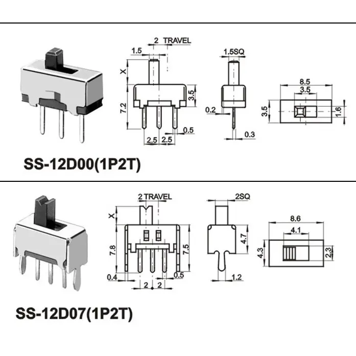 50 шт./лот тумблеры маленький микро выключатель питания SS-12D00 SS-12D07 SS-12F15 SS-12F44 SS-13D07 SS-23D07 SS-12F17 SS-12F23