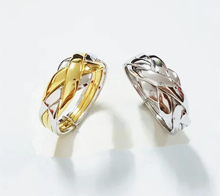 925 серебро обручальное& обручальное кольцо 4 шт. кольцо головоломка для женщины, мужчины, мальчик и девочка Размер 4-12 головоломки ювелирных изделий