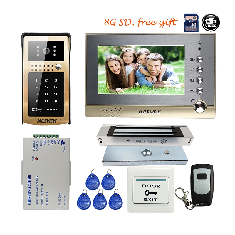 Бесплатная доставка 7 &quotЖК дисплей экран Запись телефон видео домофон системы