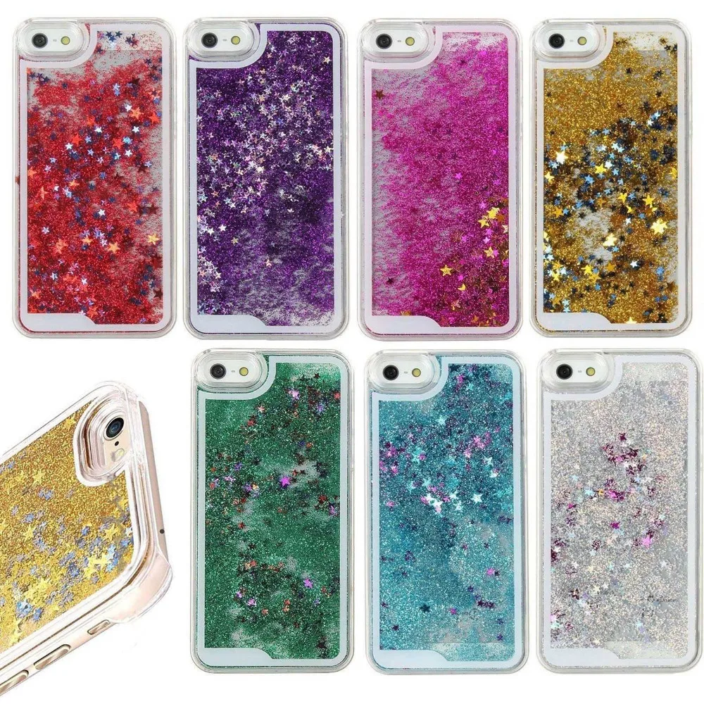 Жесткий чехол с блестящими звездами динамическим жидким песком прозрачный для