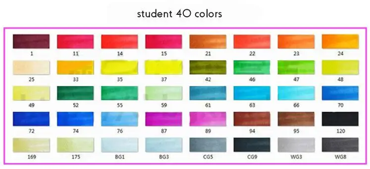 student 40 colors 30/40/60 Цвета графический маркер для белой доски набор профессиональных Эскиз маркер для рисования с двухголовой Цвет ручка для творчества рисунков в виде пера с 4/5 подарки - Цвет: student 40 colors