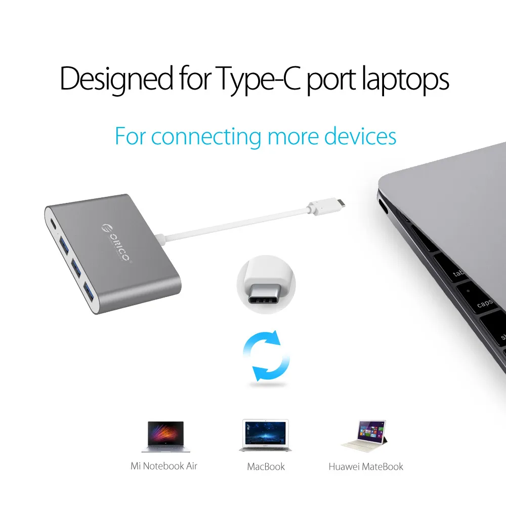 ORICO алюминиевый type-C для USB PD зарядный концентратор USB3.1 Gen1 5 Гбит/с высокоскоростной алюминиевый