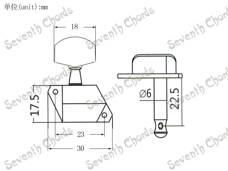 Набор хромированных квадратных кнопок 6R 18 мм встроенные полусадовые колышки для