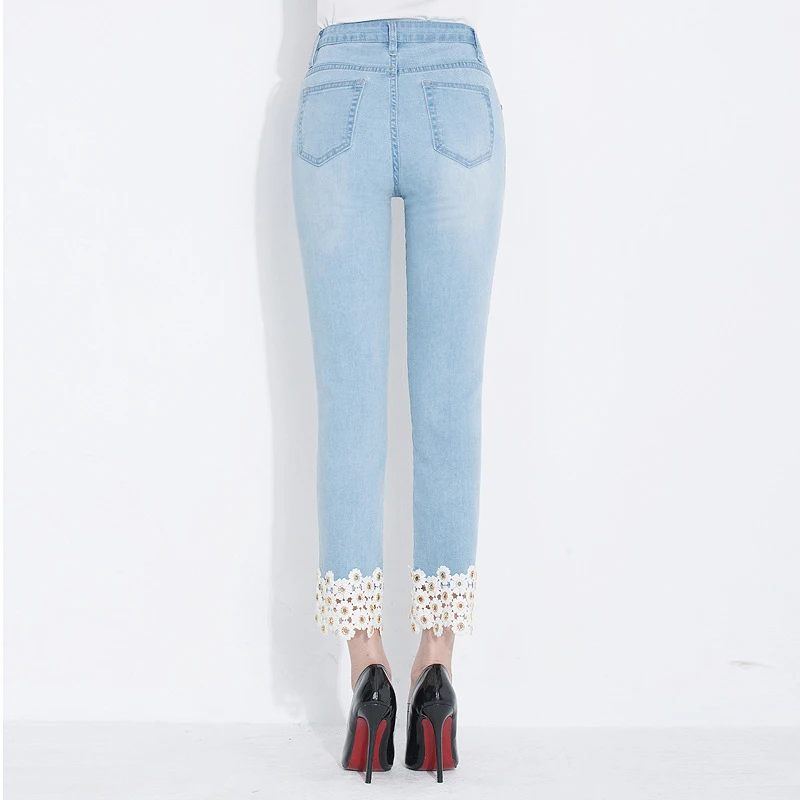 Брендовые брюки 2019 Эластичные Обтягивающие прямые джинсы с высокой талией