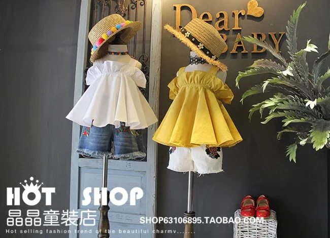 2017 spring&ampsummer new baby girls dress Strapless for girl party white yelllow kids vestido sweet Princess | Детская одежда и