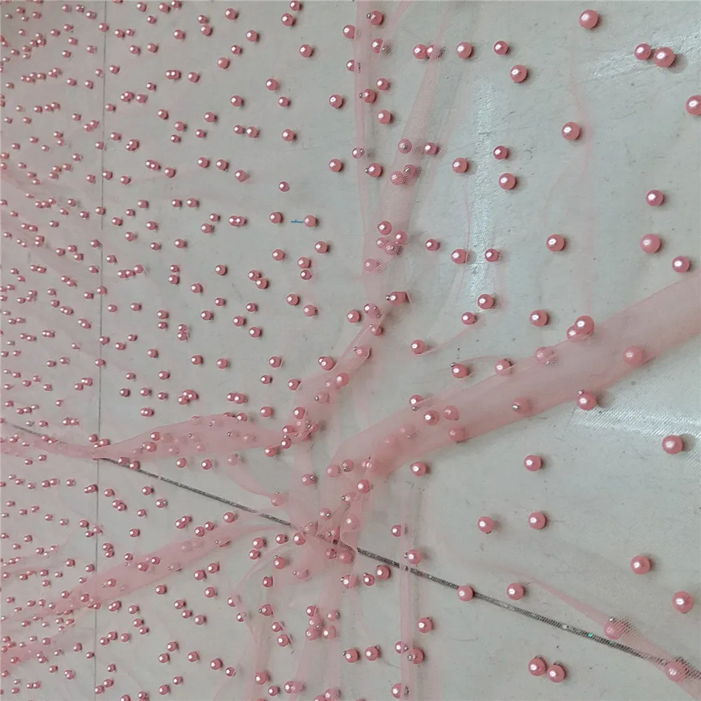 Plain green color peach tull mesh lace fabric with stones and beads French net Fabric For party dress african | Дом и сад