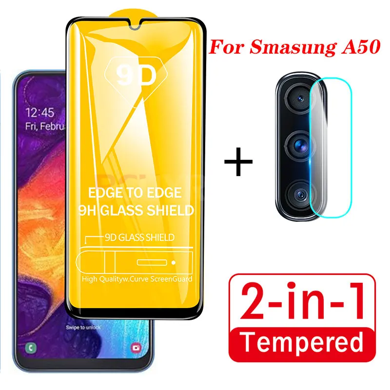 2-в-1 на Samsung Galaxy A50 объектив камеры пленочная& 9D Защитная пленка для экрана из закаленного стекла для Galaxy A50 A505F