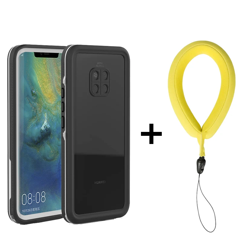 White with Strap Чехол для huawei P30 P30Pro P20 Pro, водонепроницаемый чехол для дайвинга и плавания, IP68, чехол для huawei P20 Lite mate 20Pro, чехол - Цвет: White with Strap