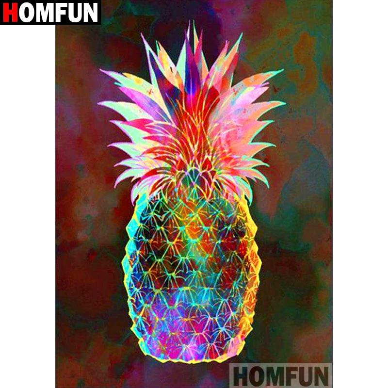 Алмазная живопись HOMFUN A09981 полноразмерная/круглая 5D Вышивка светящийся ананас