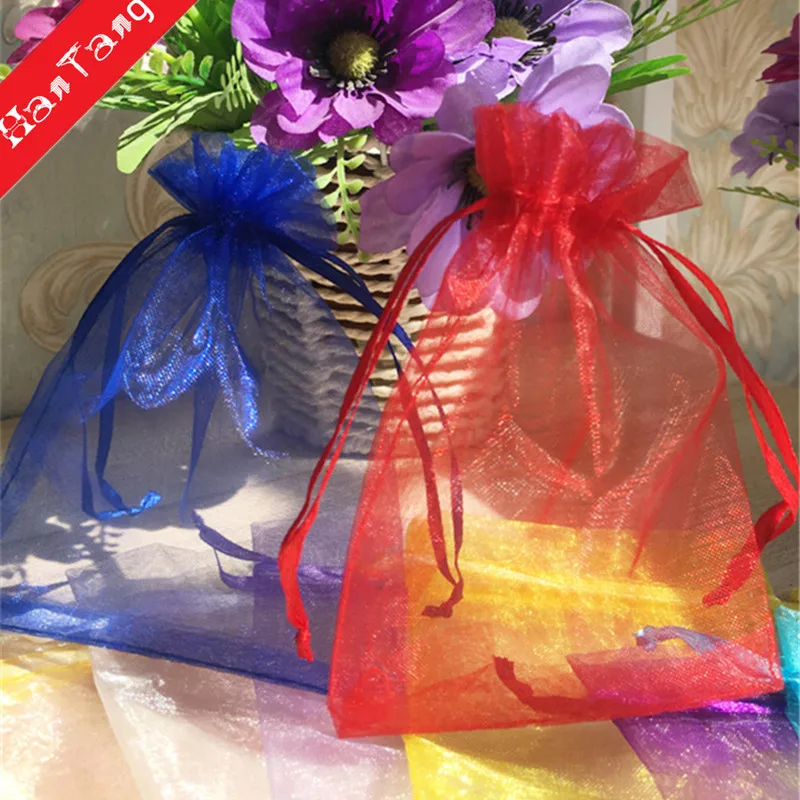 50 шт./лот сумки из органзы сумочки и мешочки для упаковки ювелирных изделий на