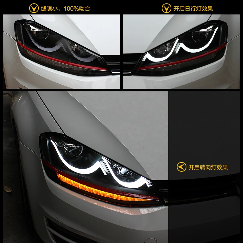 Автомобильный Стайлинг головной светильник s для VW Golf 7- светодиодный головной светильник для Golf 7 Головной фонарь СВЕТОДИОДНЫЙ дневной ходовой светильник светодиодный DRL Bi-Xenon HID