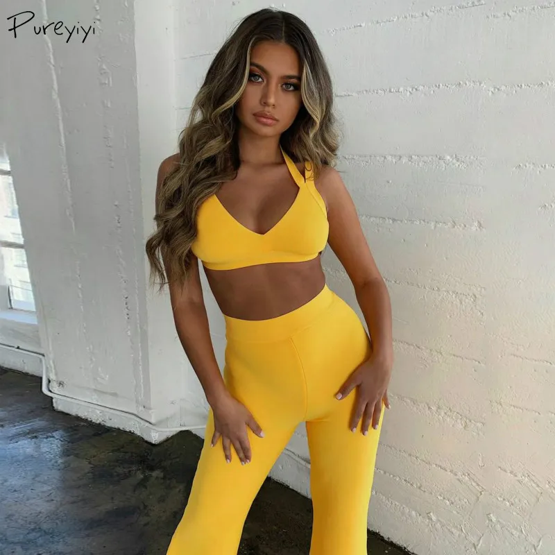 Женский однотонный жилет с V-образным вырезом и свободные брюки |