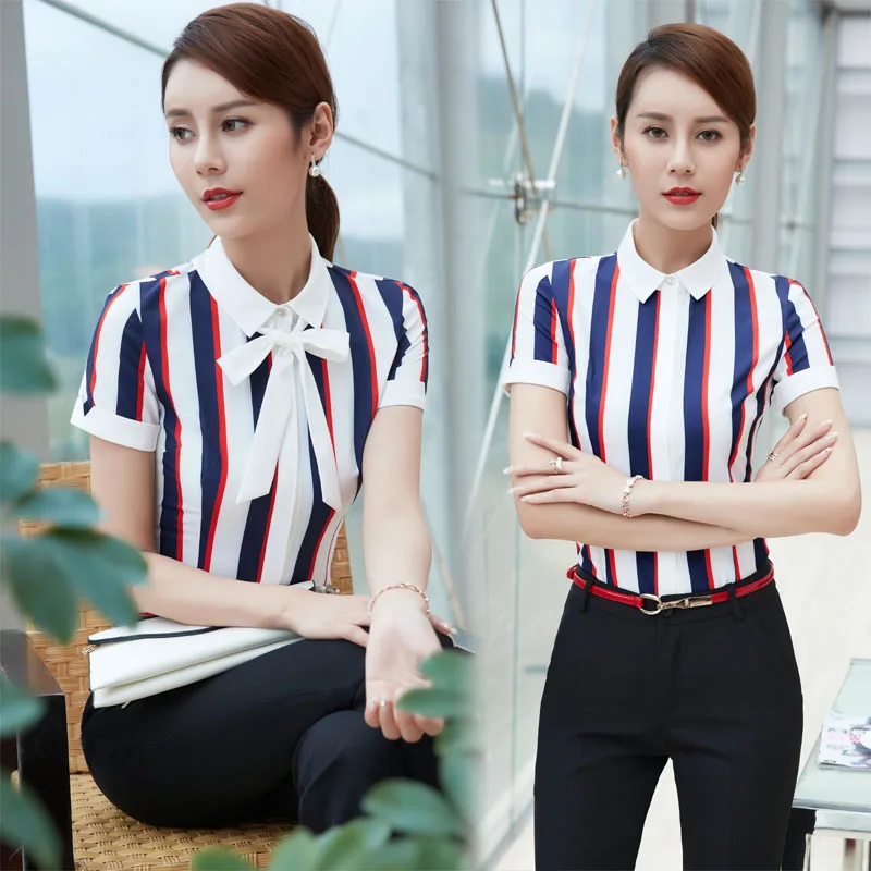 Новая мода Полосатый профессиональный летний с коротким рукавом деловая юбка