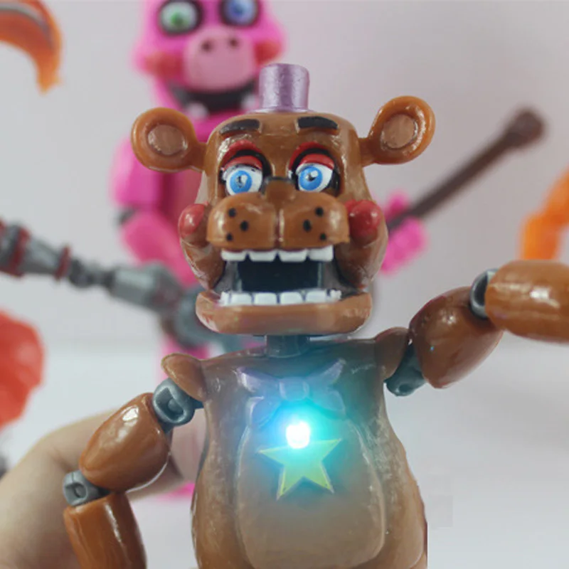 С изображениями персонажей игры «пять ночей с Фредди» медведь Figuras Nendoroid 13 см ПВХ светильник блок с рисунком персонажей из игры «пять ночей в Фредди» Фокси» из мультфильма для мальчика, рисунок виниловые куклы игрушки 6 шт./компл