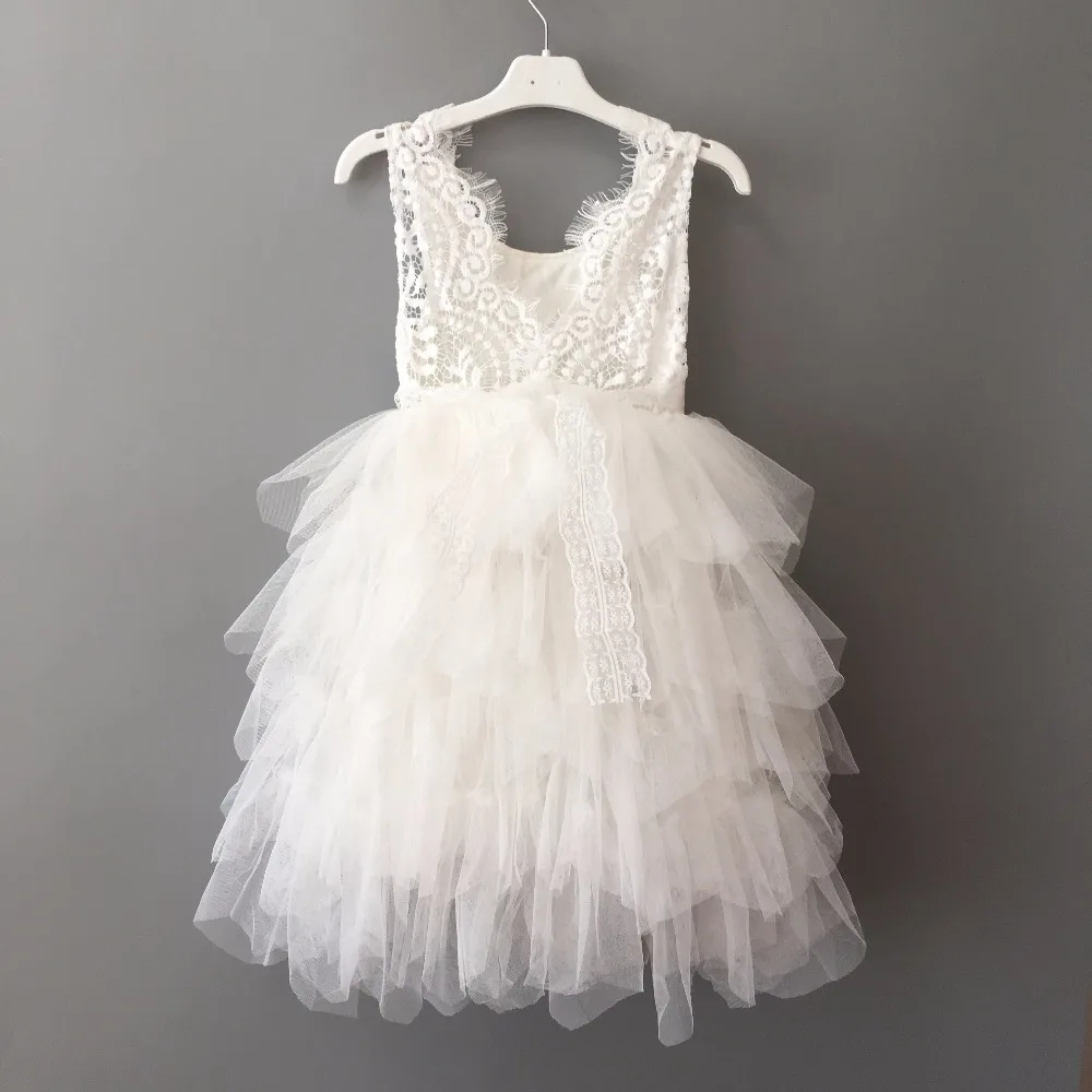 2018 new fashion toddler girls long lace dress with crystal sashes birthday 5 layers tutu children princess party vestido | Детская