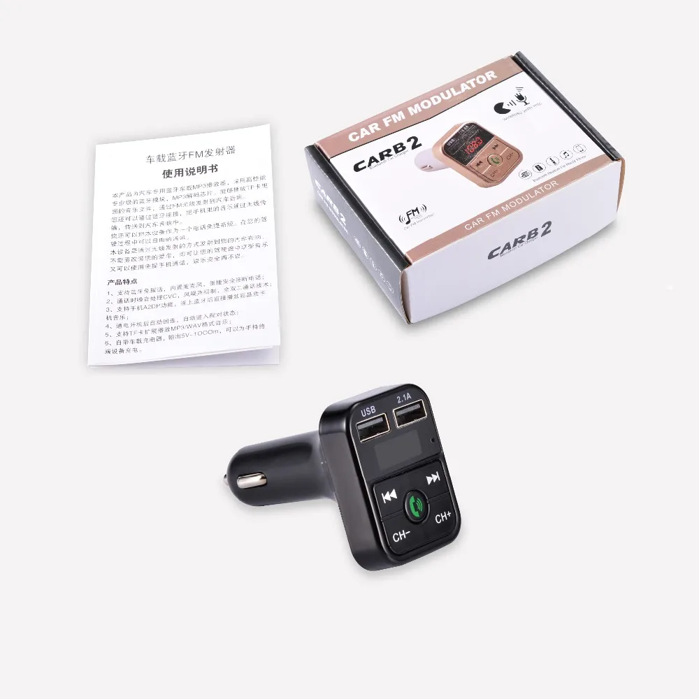 2018 Mini Bluetooth Автомобильный MP3 плеер B2 hands free fm передатчик Dual USB 2.1A автомобиля