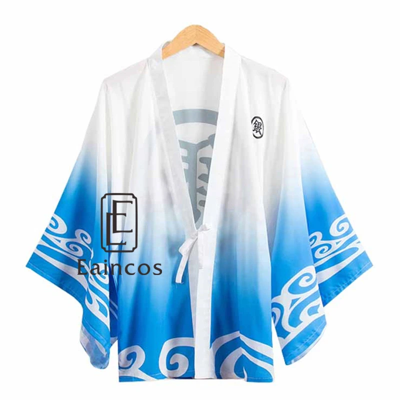 Аниме гинтама Саката гинтоки кимоно косплей Хэллоуин Карнавальный костюм плащ