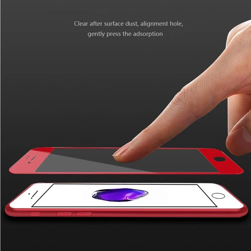 Для iPhone 6 6s 7 3D Мягкий край Полное покрытие красный глянцевый углеродное волокно Закаленное стекло Защитная пленка для экрана для iPhone 7 Plus