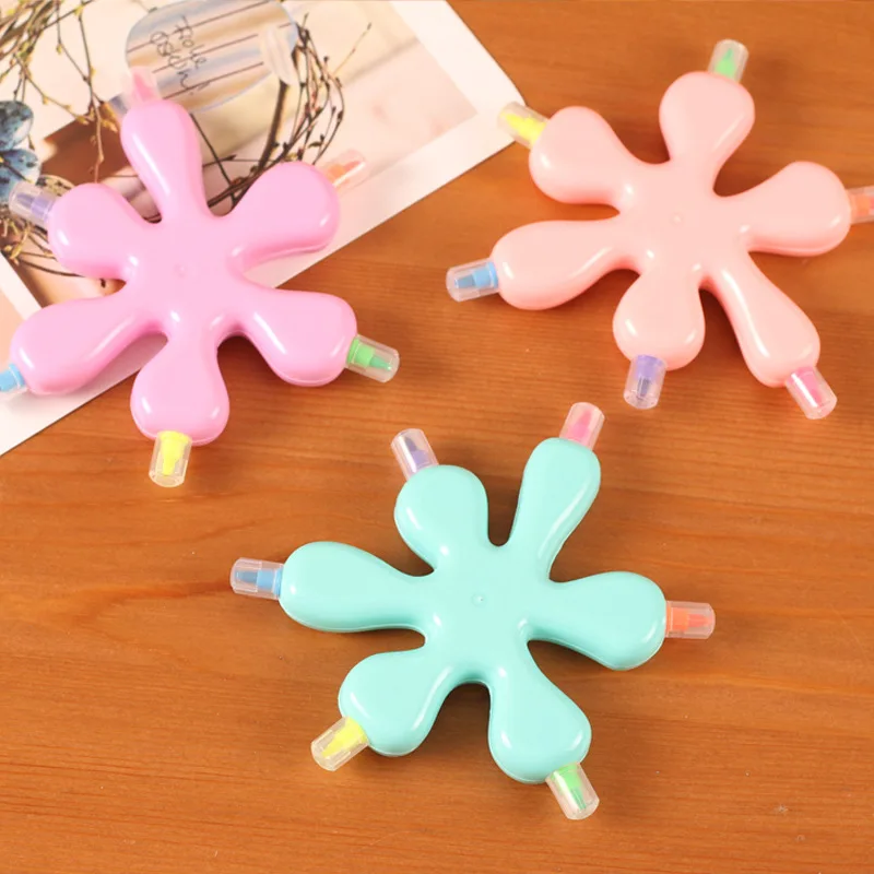 6 colours kawaii shape highlighter pen Mini fluo markers Stationery office School supplies kids student DIY coloured | Канцтовары для
