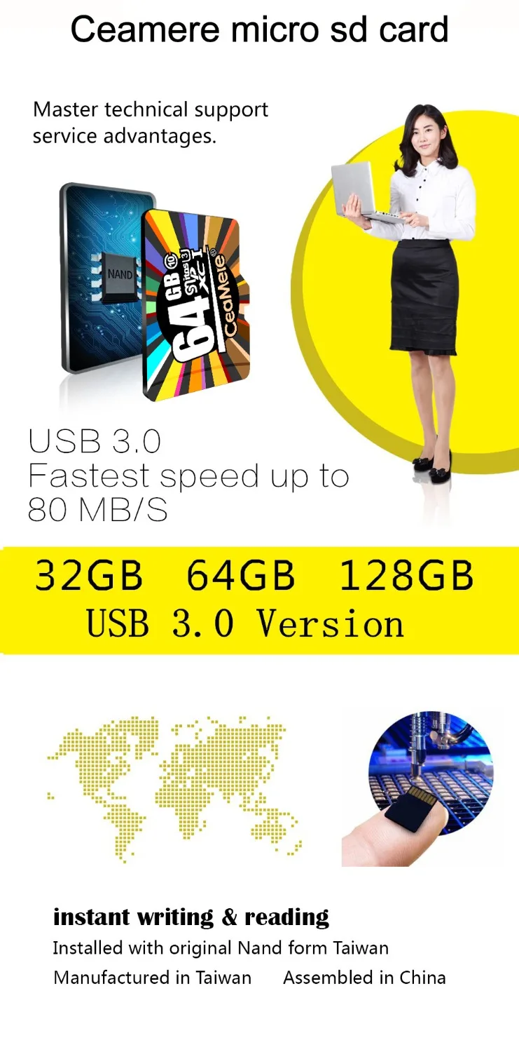 CeaMere карта памяти 256 ГБ 128 Гб 64 Гб U3 UHS-3 32 ГБ Micro sd карта класс 10 UHS-1 флэш-карта памяти Microsd TF/sd карта s для планшета