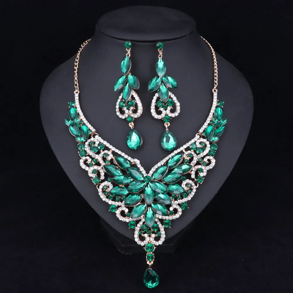 Модные стразы Свадебные Ювелирные наборы для невест вечерние аксессуары