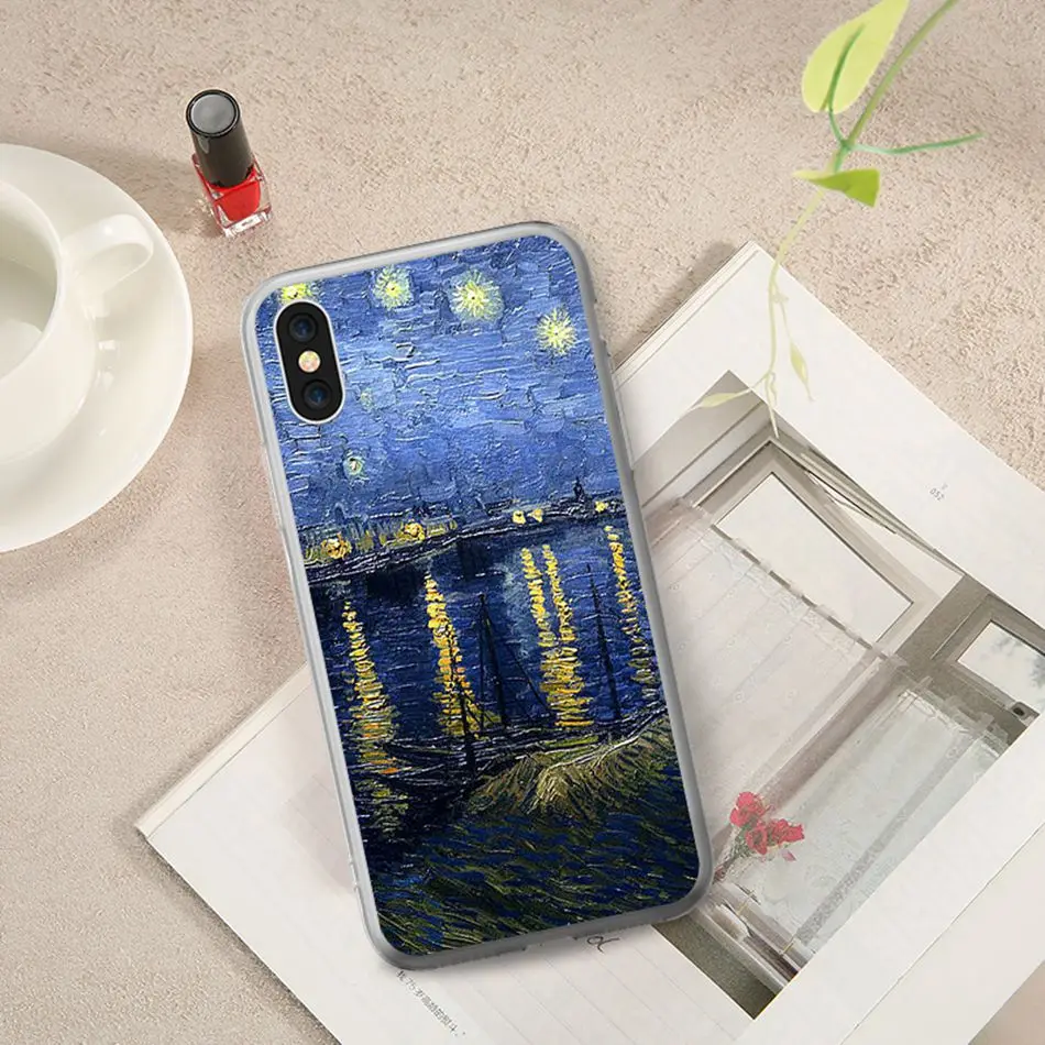 KISSCASE 3D Выбивает чехол живопись маслом для Honor 8x10 9 Lite мягкая Живопись чехол для Huawei p20 P Smart Cover Coque Capinhas чехол на honor 8x чехол на huawei p20 lite чехол на хонор 8х ван гог на honor 10 lite - Цвет: The Rhone