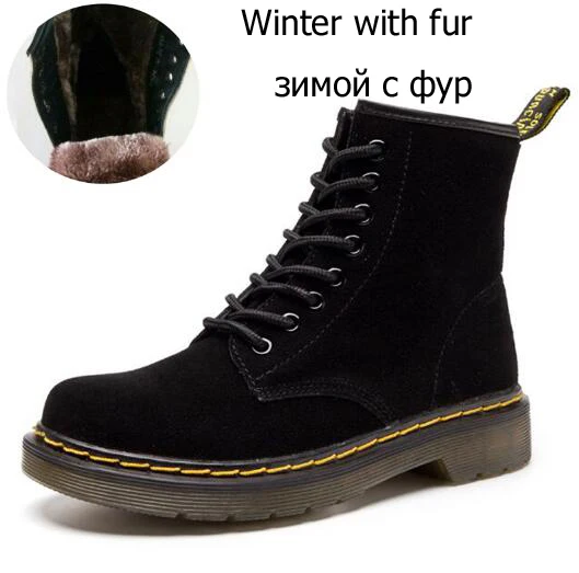 black Plush lining Мужские ботинки ботильоны из коровьей замши Зимняя обувь мужская противоскользящая прокалывающая защитная обувь Большие размеры 35-46, унисекс - Цвет: black Plush lining