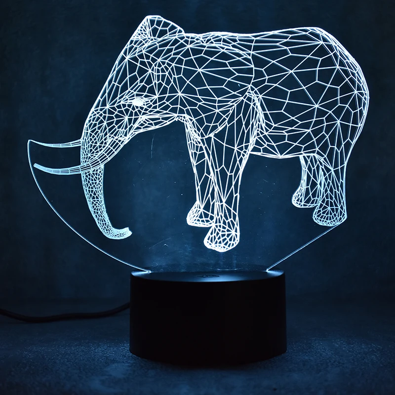 Светодиодный визуальный 3D светильник с USB креативный в виде животных подарок