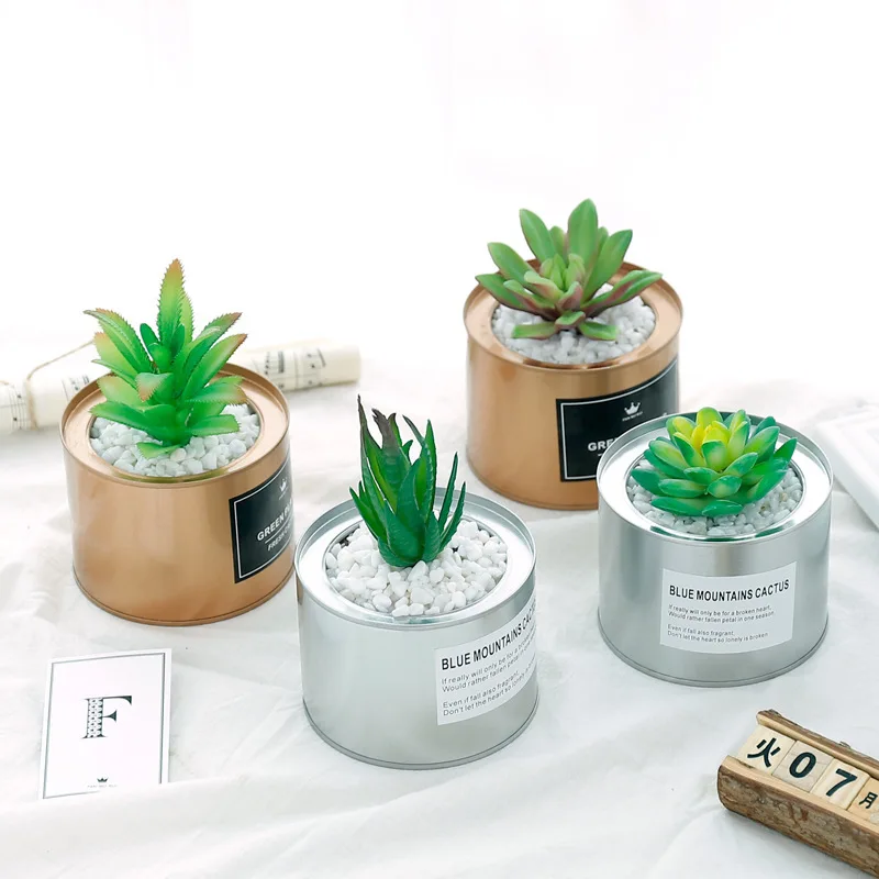 Железная горшечная имитация суккулентного зеленого растения для дома гостиной