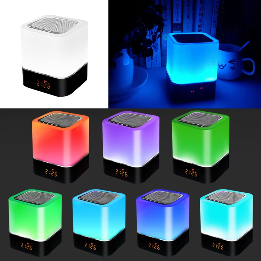 SOONHUA Bluetooth динамик мини беспроводной громкий динамик поддержка TF USB Сабвуфер стерео музыкальный плеер 7 цветов Ночник светильник Настольная лампа