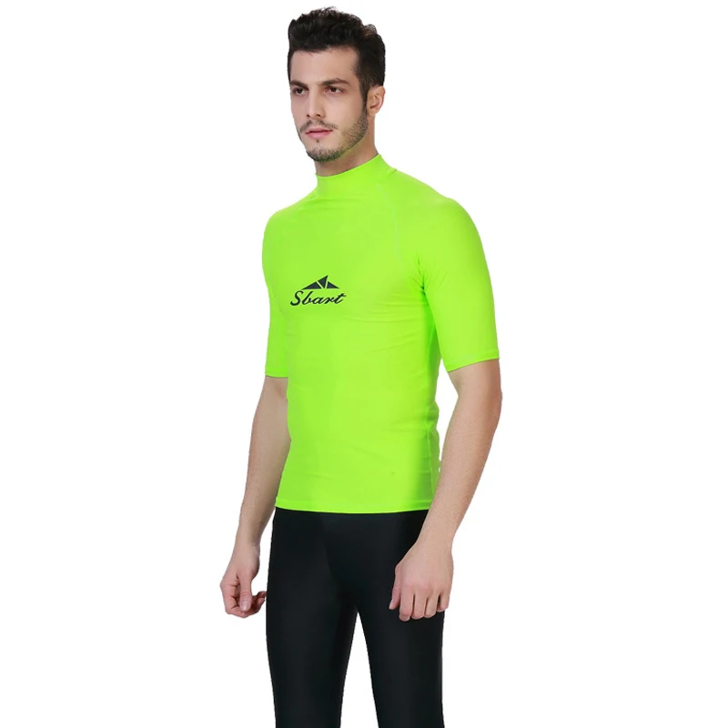 Мужские летние гидрокостюмы с коротким рукавом футболка защитой от
