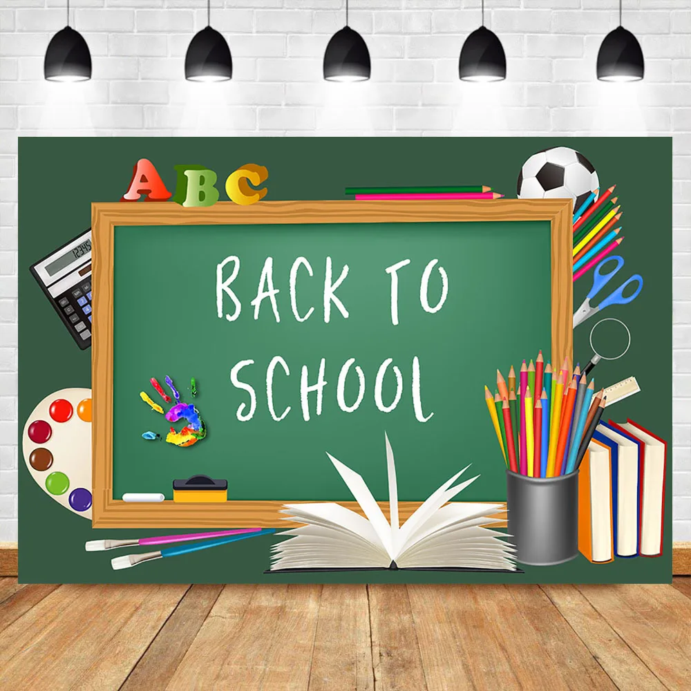 NeoBack Back to School задний фон с зеленой доской учебник карандаш для фотосъемки
