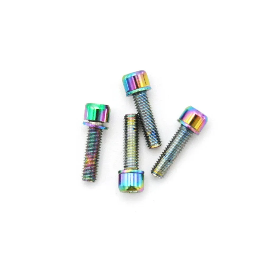 colorful 4pcs Винты для руля велосипеда M5* 18 мм стальные Ti титановые напечатанные Конические Винты Болты с шайбой винты для руля велосипеда болты с конической головкой - Цвет: colorful 4pcs