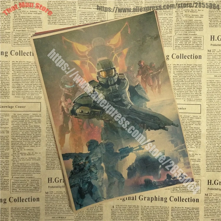 HALO 4 5 Guardians Master Chief Art винтажный основной плакат из крафт-бумаги с принтом Vedio игры картинки для гостиной настенный Декор