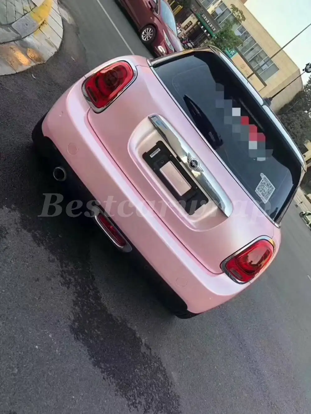 Розовая атласная хромированная виниловая оболочка SAKURA для автомобиля без