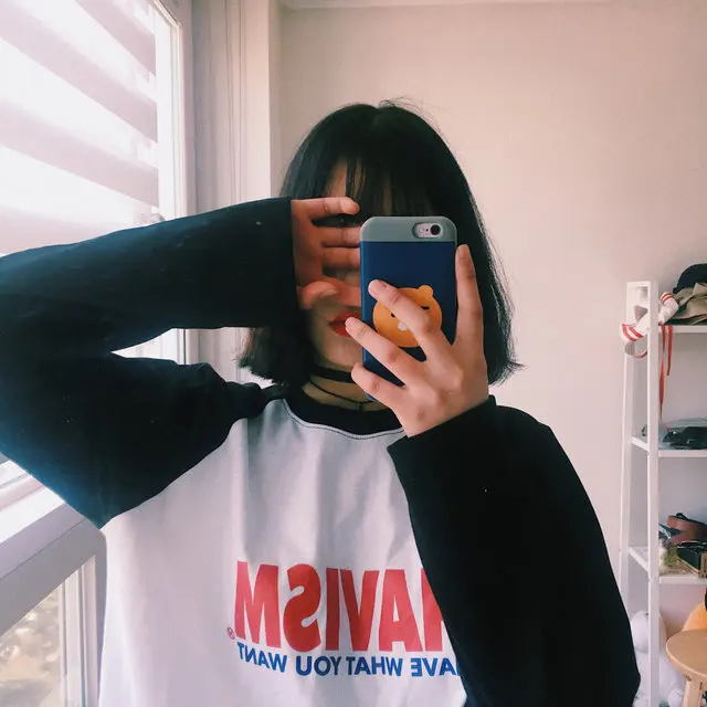 Женские футболки, свободные, с буквенным принтом, Harajuku, женская футболка с длинным рукавом, для отдыха, с круглым вырезом, корейский стиль, подходит ко всему, простые, для студентов