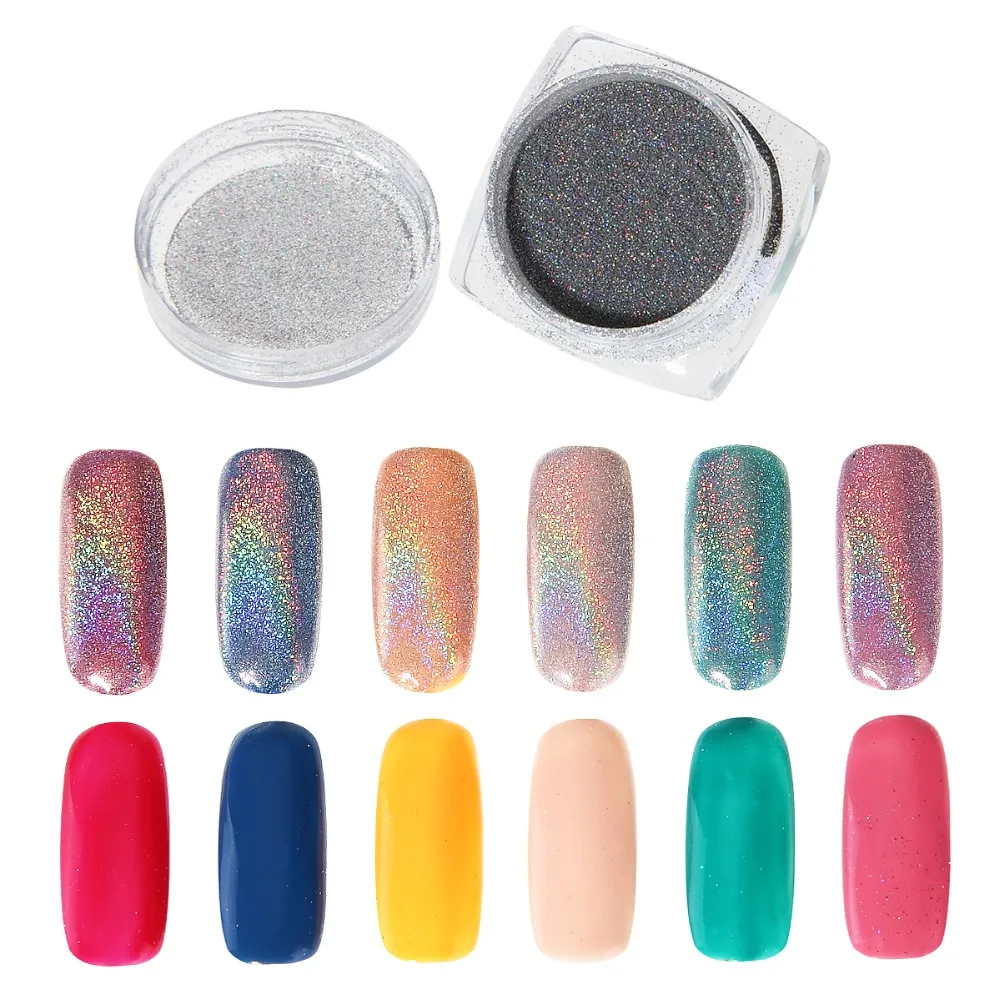 3 г/кор. блеск для ногтей Радужный порошок блестящие алюминий хром пигмент с