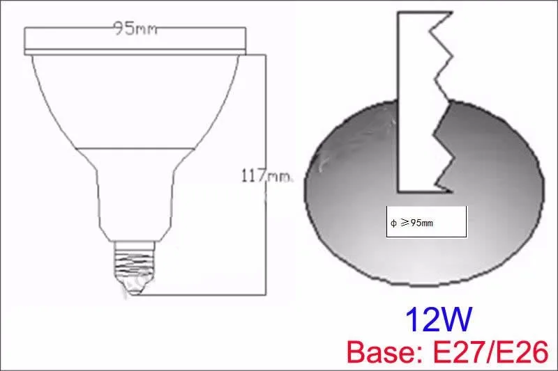 Затемнения светодиодный лампы Точечный светильник par38 par30 par20 85-265V 7 Вт, 12 Вт, 15 Вт, E27 par 20 30 38 Светодиодный светильник ing Точечный светильник вниз светильник CE UL