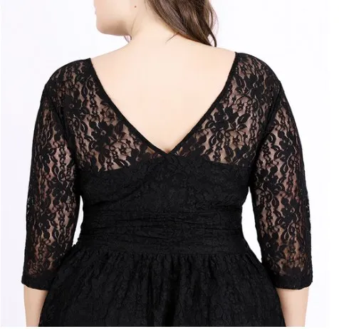 6XL Plus Size Crochet Lace Dress 2019 New Summer Vintage Bodycon Women Sexy Backless Vestidos Robe Party FW43 | Женская одежда