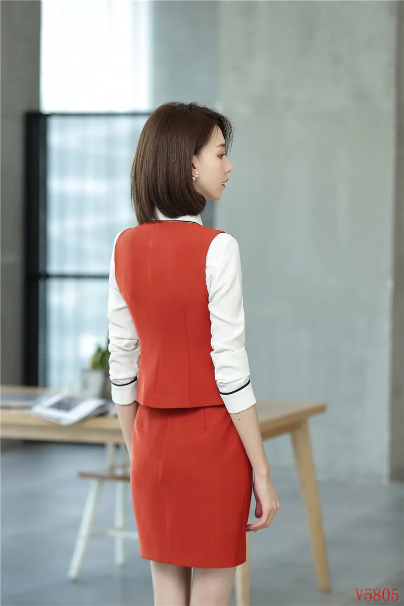 Модный жилет и женские деловые костюмы из 2 предметов комплекты с юбкой топом