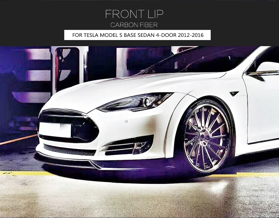Углеродного волокна передний бампер спойлер разделители для Tesla модель S база Седан 4 двери 2012