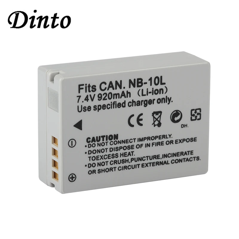 

Dinto 920mAh 7.4V Digital Camera Battery Pack NB-10L NB10L NB 10L Replacement Batteries for Canon G1X G3X G15 G16 SX40 SX60