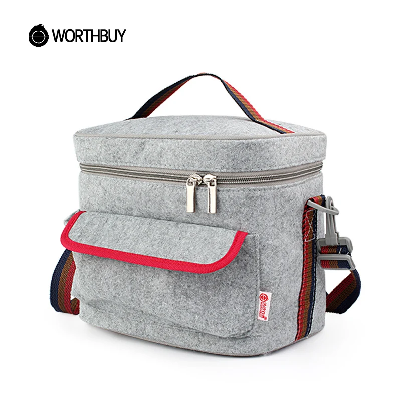 WORTHBUY, переносная Термосумка для обеда, китайский квадратный фетровый Ланч-бокс, сумки, тоут для женщин, детей, кемпинга, пикника, Bento box, сумка