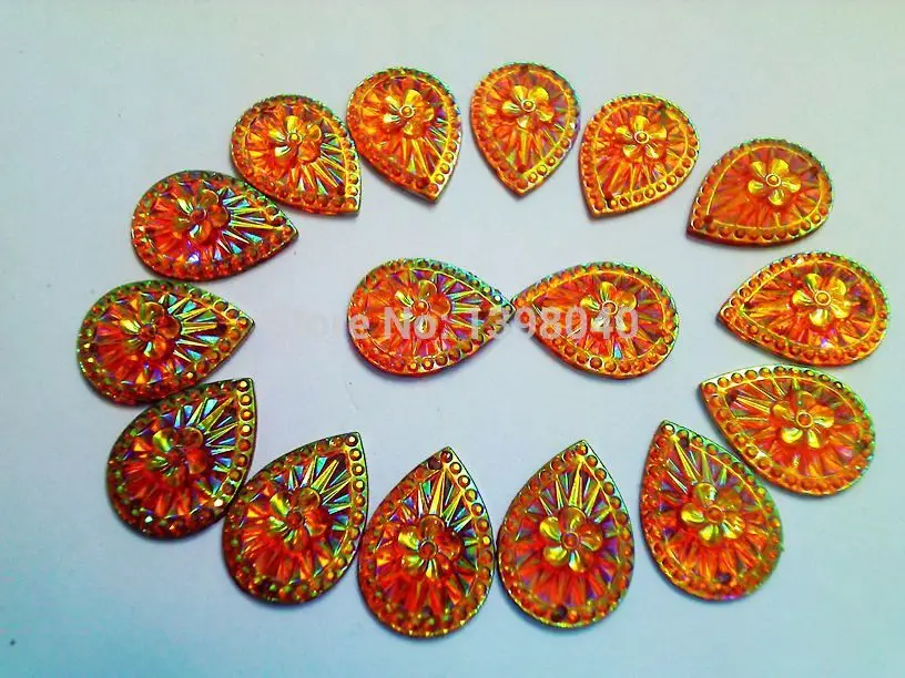 Golden AB colour Drop shape Sew on crystal 13*18mm rhinestones accessory gemstone strass 100pcs/bag | Дом и сад