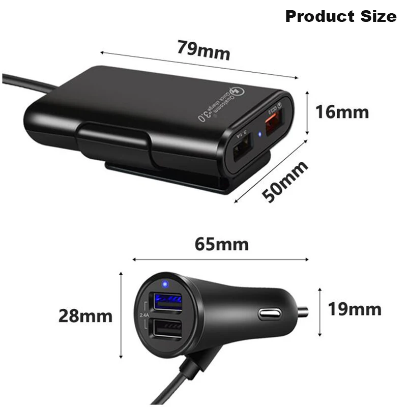 Универсальное быстрое автомобильное зарядное устройство QC3.0 QC2.0 4 usb порта для iPhone