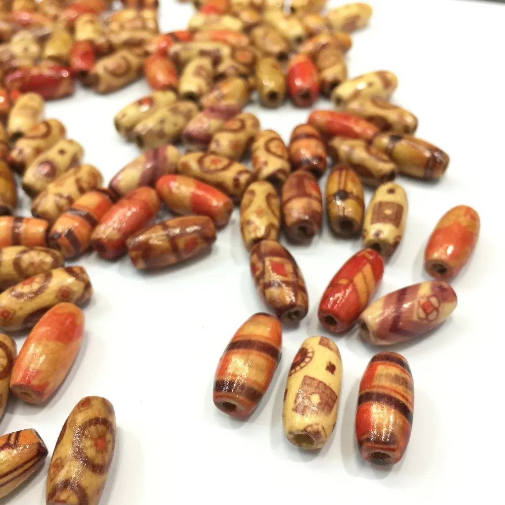 100 шт./упак. 15x7 мм смешанный узор деревянный круглый свободный разделитель Бисер