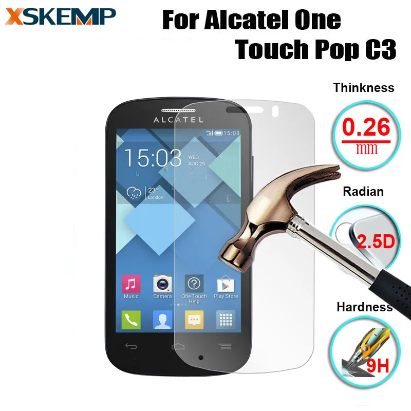 Закаленное стекло без отпечатков пальцев Защитная пленка для Alcatel One Touch Pop C3 4033D